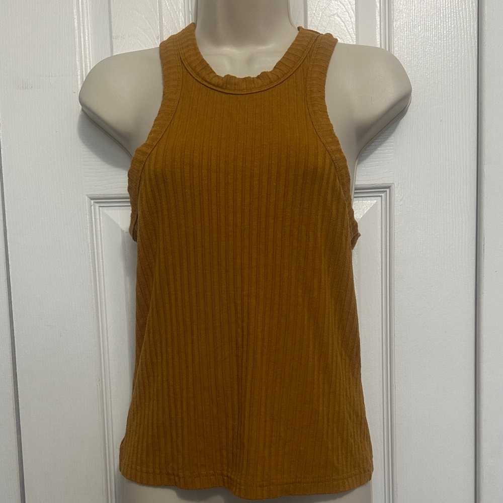 Free People Golden Ribbed Tank Top